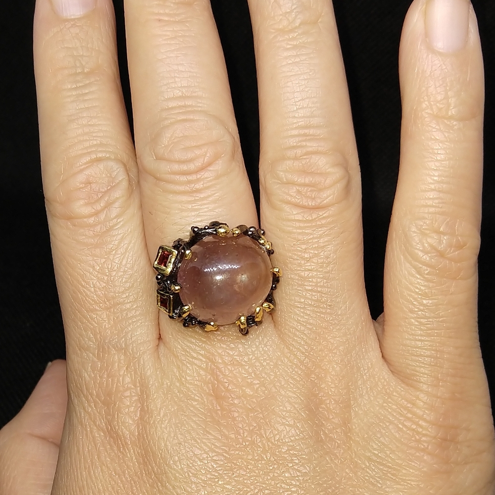 Big Natural Ruby Sterling Art Ring - image 4